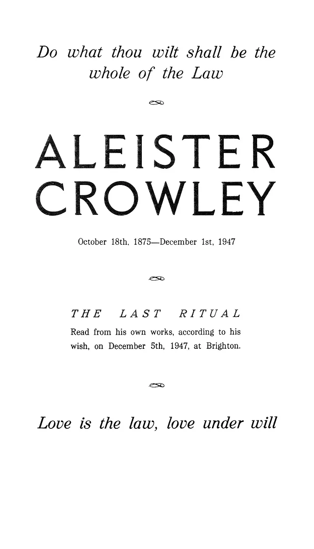 The Last Ritual, title page, 1947 E.V.