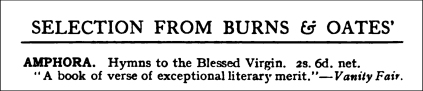 Amphora from a Burns and Oates Catatalogue, 1911 E.V.