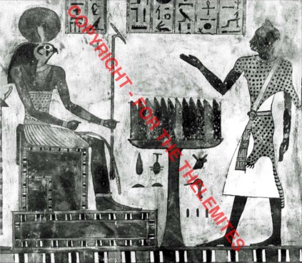 Ankh-af-na-khonsu before Re-Horakhet. From Stèle 666 of Ankhefenkhons i, Cairo A 9422