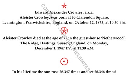 Aleister Crowley's 72 Years Life