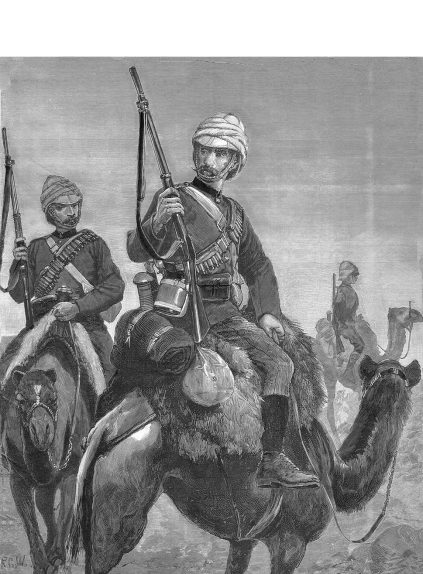 The British Camel Corps. Scene from the battle of Abu Klea on January 17, 1885