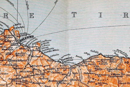 Section of 1910s map of the Northern Sicily showing Cefalù