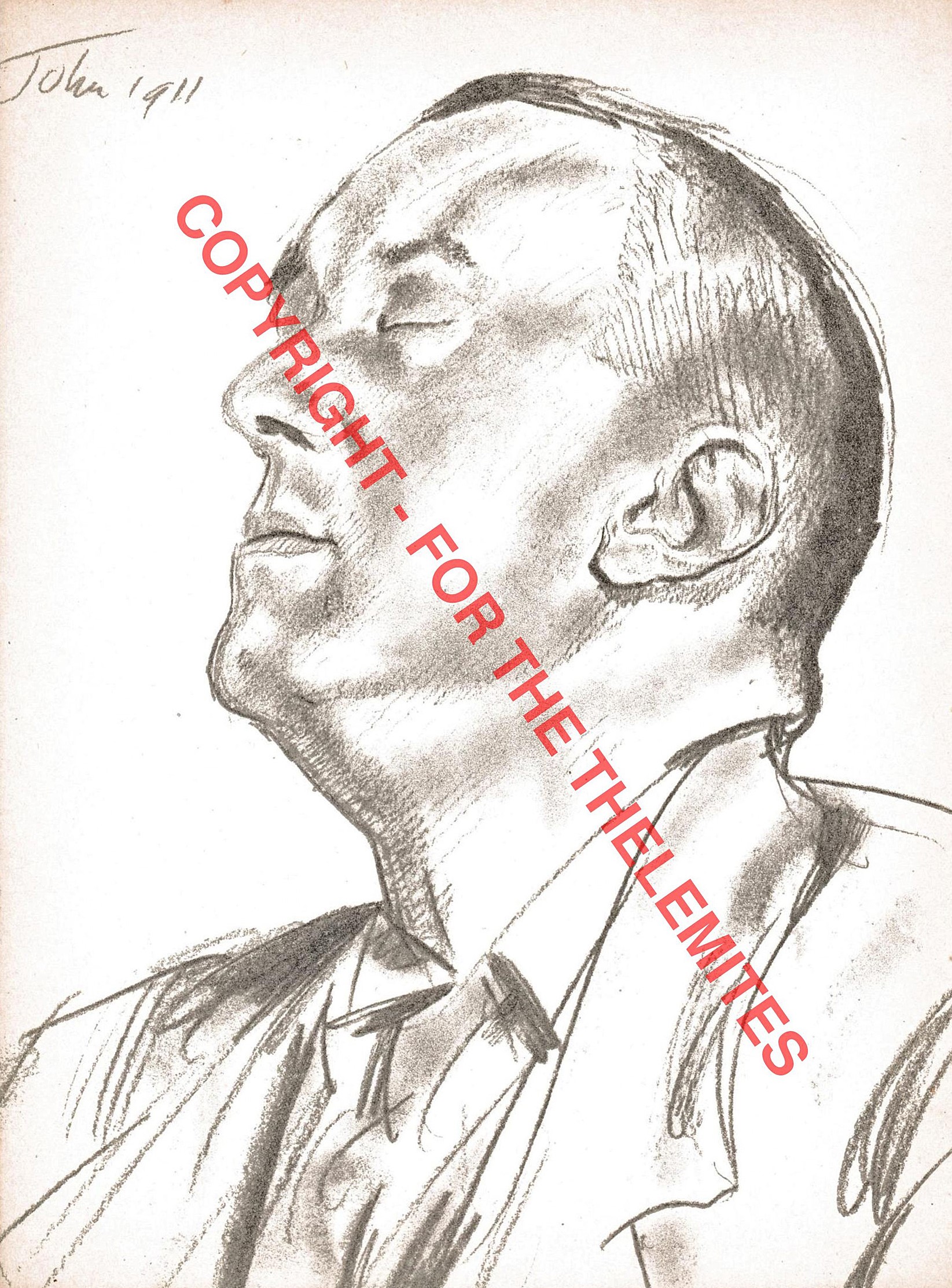 Aleister Crowley. A Lithograph by Auguste Clot from the Sketch made by Augustus John.