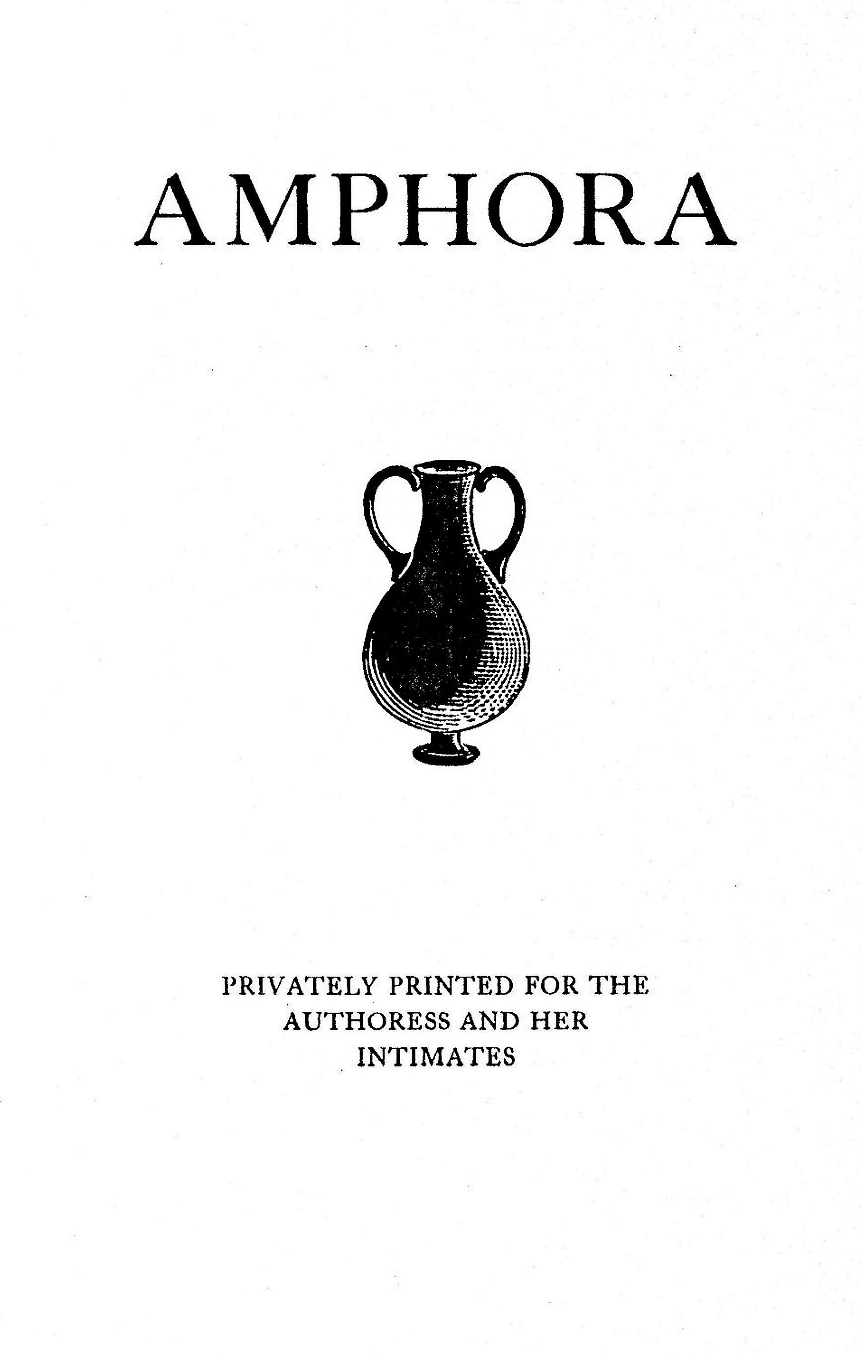 Title page of the Privately Printed Amphora