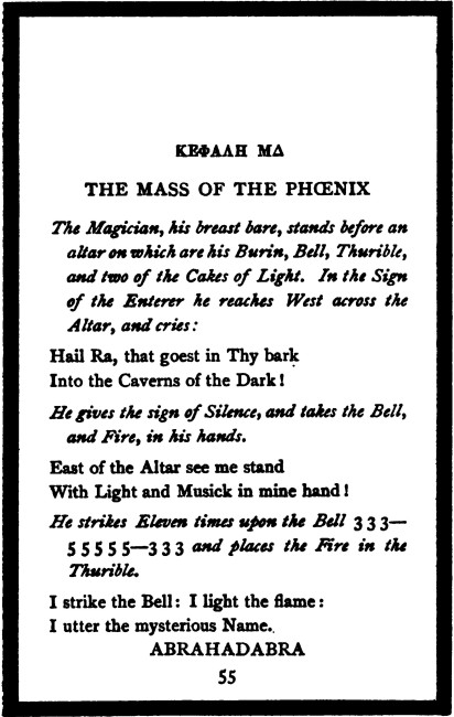 The Book of Lies,1913 E.V., Chapter 44 - The Mass of the Phoenix, 1