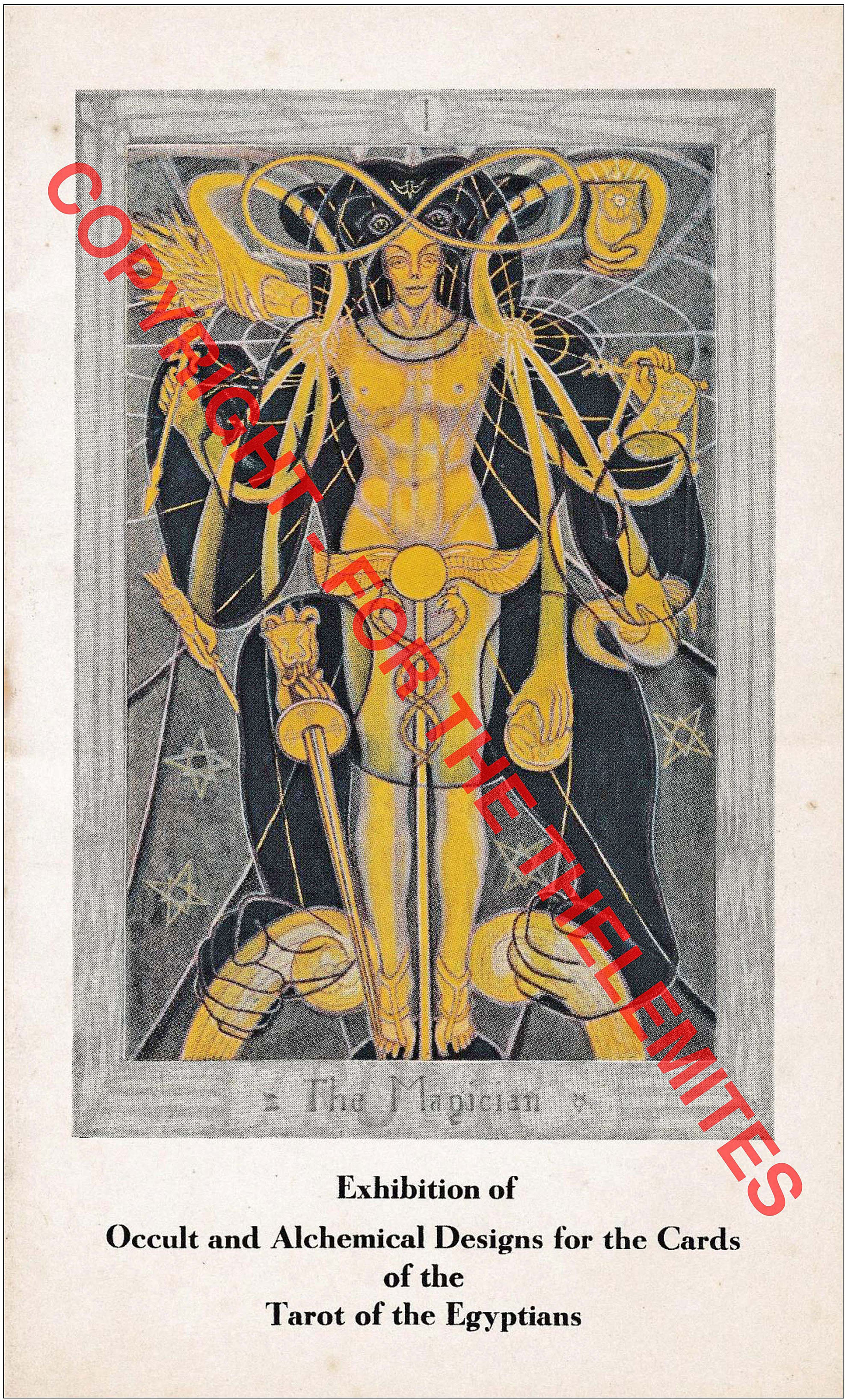 Front wrapper of Exhibition of Playing Cards The Tarot (Book of Thoth) 78 Paintings According to the Initiated Tradition and Modern Scientific Thought with Other Occult and Alchemical Design (1941 E.V.)