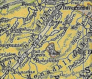 1890s map showing Boleskine and the Fall of Foyers, Scotland