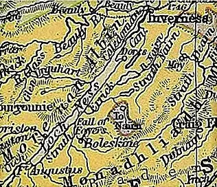 1890s map showing Boleskine and the Fall of Foyers, Scotland