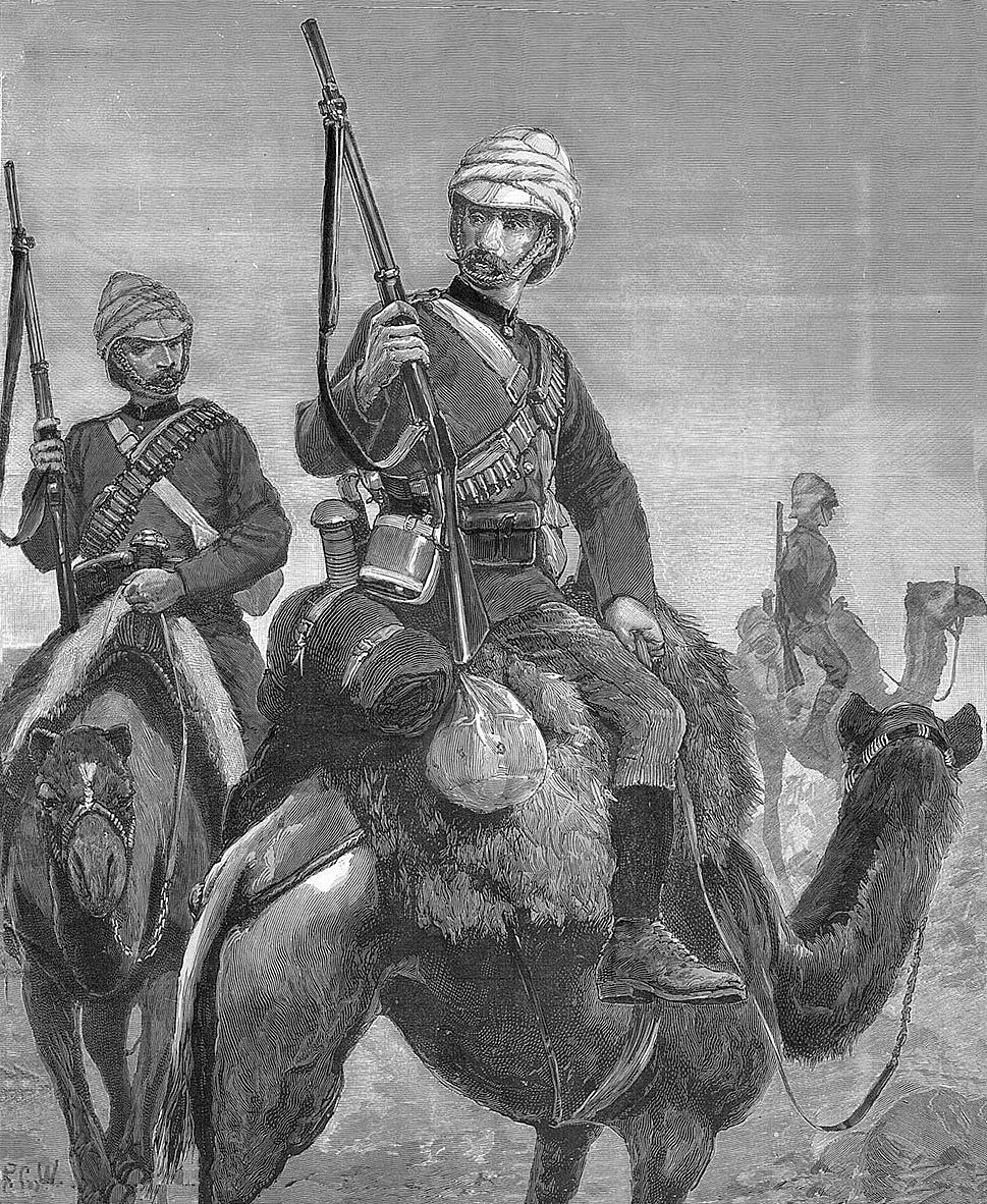 The British Camel Corps. Scene from the battle of Abu Klea on January 17, 1885