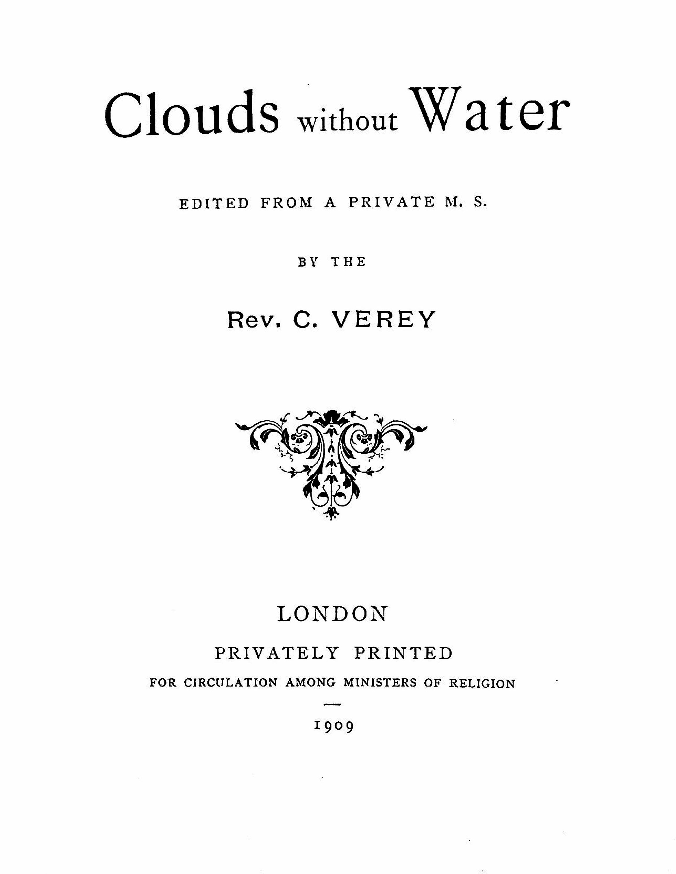 Title page of Clouds without Water, 1909 E.V.
