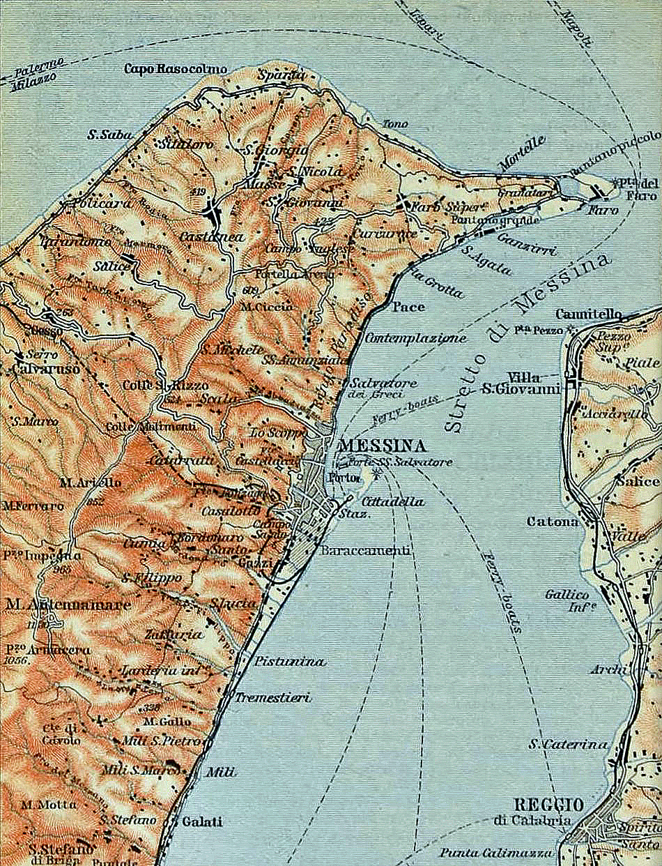 Map showing Messina, Sicily